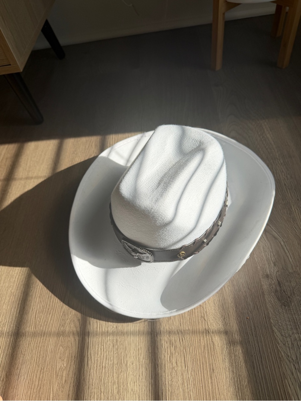 White Cowboy Hat with Decorative Band